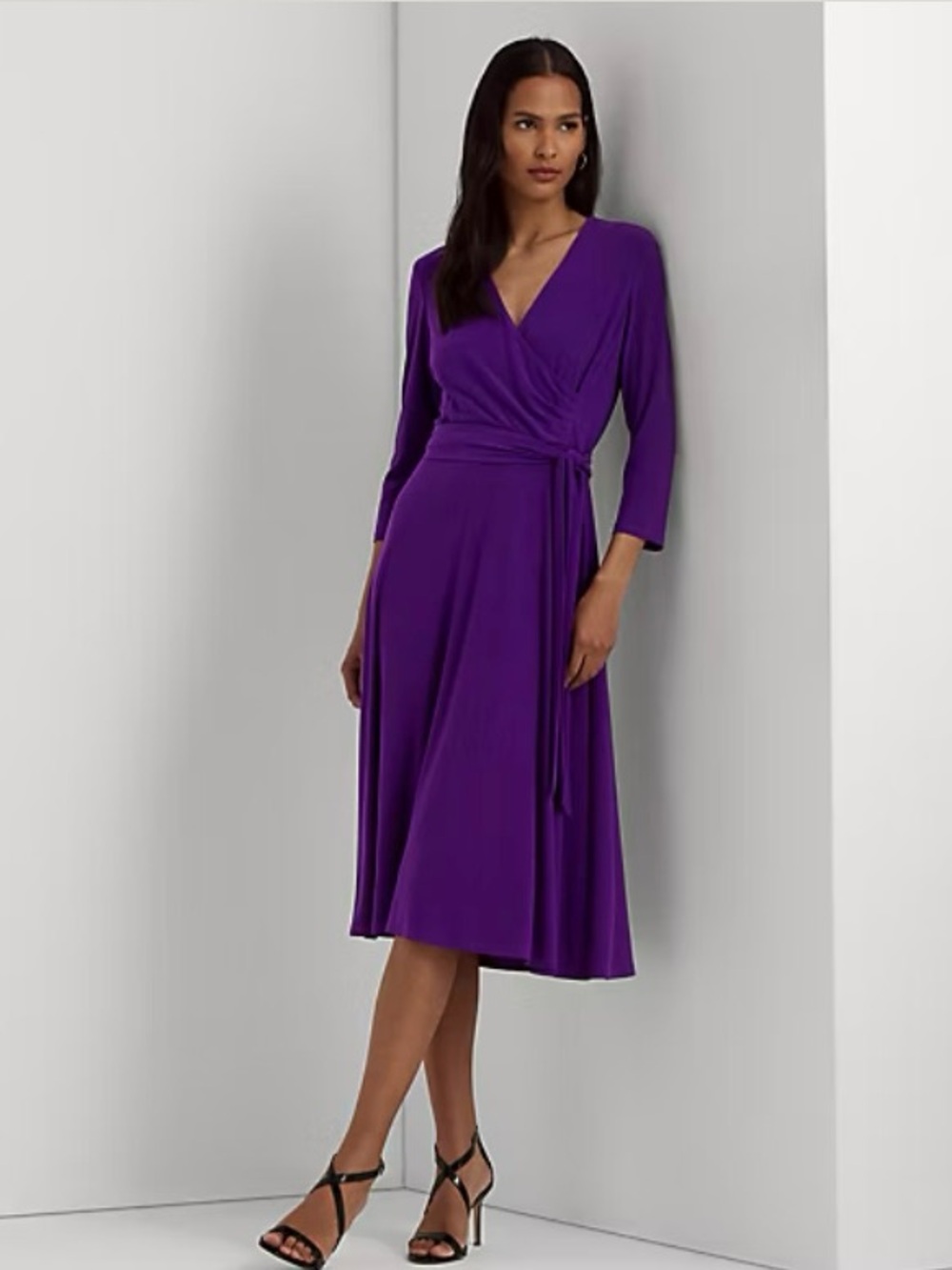 Ralph Lauren Purple Surplice Jersey Dress